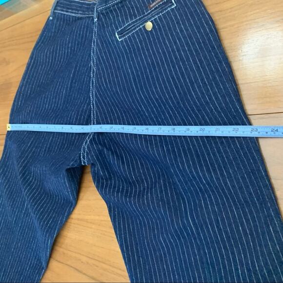 Vintage Pinstripe Jeans Size 9/10 Roberto Orsini Pleated High Waist D Ring Belt - Picture 11 of 13